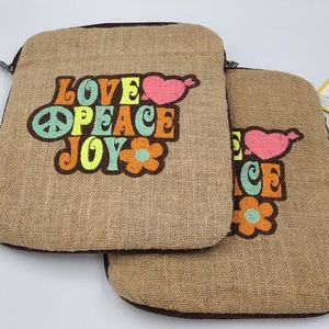 Love Peace Joy Jute Bag 2 Pack - Eco Friendly Bags